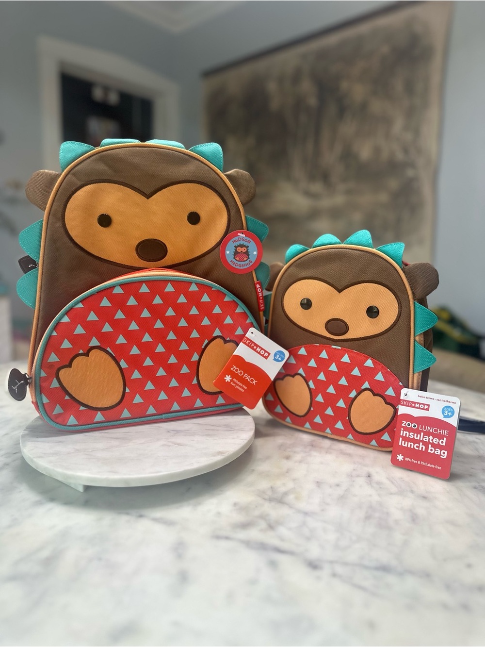 NWT - Skip Hop Hudson Hedgehog back pack + lunch bag set